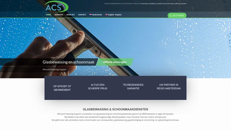 Website van Allround Cleaning Support (ACS)