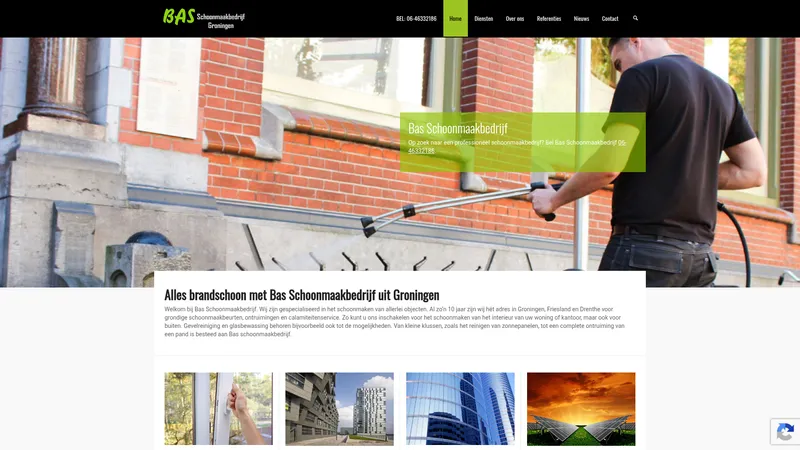 Website van Bas Totale Dienstverlening Schoonmaak & Glazenwasserij