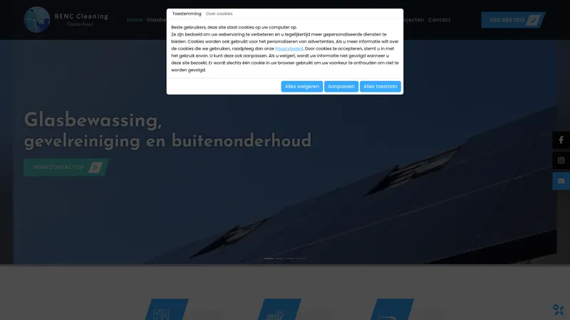 Website van BENC Cleaning | Glazenwasser