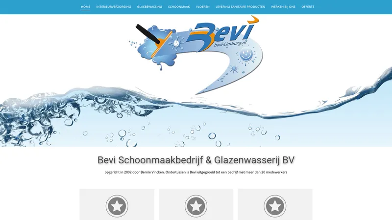 Website van Bevi Schoonmaakbedrijf & Glazenwasserij