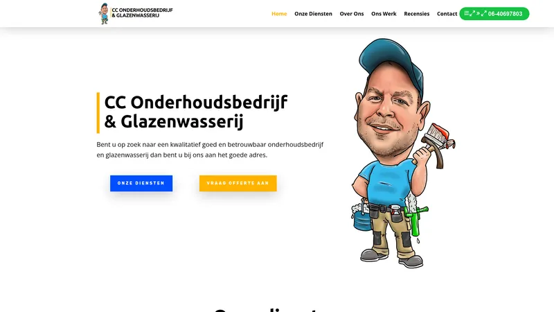 Website van CC Onderhoudsbedrijf & Glazenwasserij
