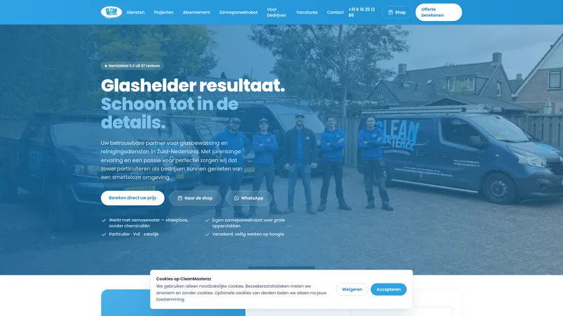 Website van Clean Masterzz
