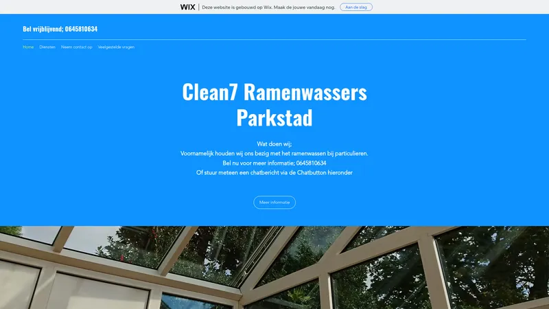 Website van Clean7 Ramenwasser Parkstad