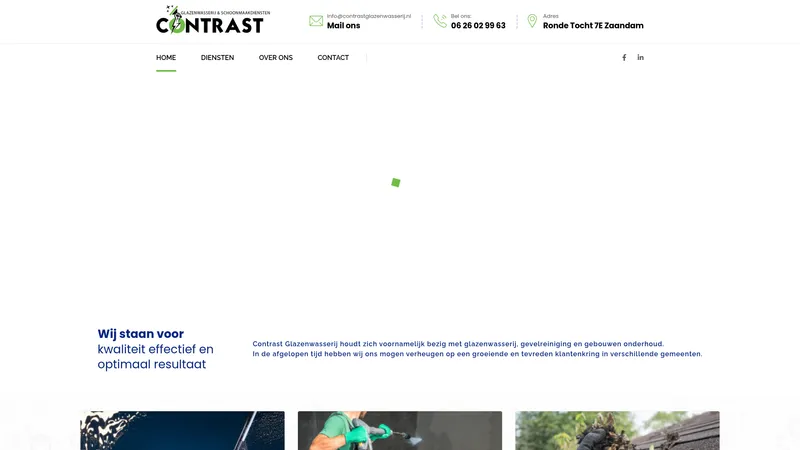 Website van Contrast Glazenwasserij & Schoonmaakdiensten