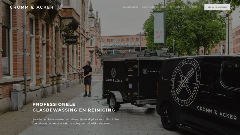 Website van Cromm & Acker Schoonmaak en Glasbewassing
