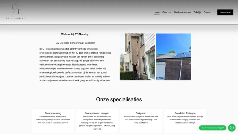 Website van CT Cleaning