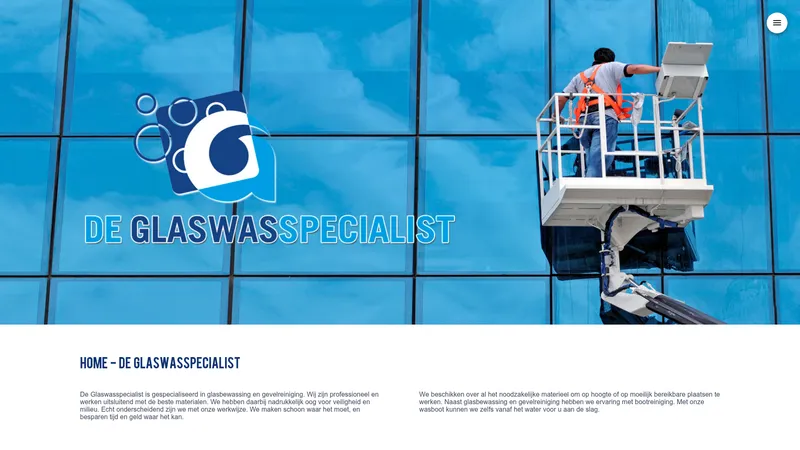 Website van De Glaswasspecialist