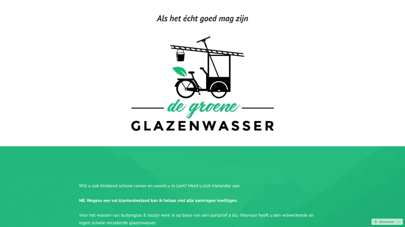 Website van De Groene Glazenwasser