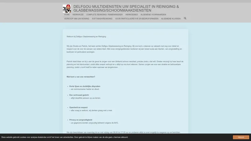 Website van Delfgou Multidiensten en Zonwering