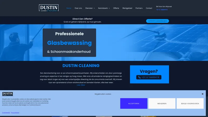 Website van Dustin Cleaning