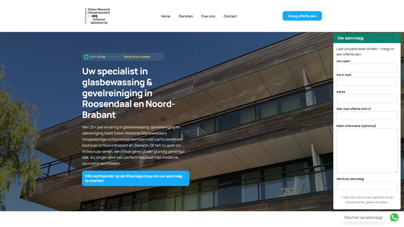 Website van Edwin wassink glazenwasserij