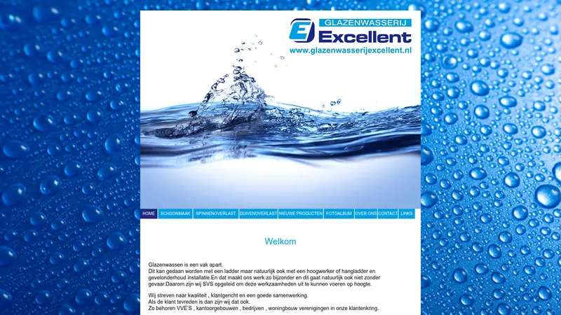Website van Excellent Glazenwasserij