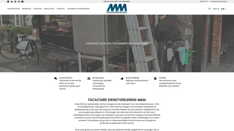Website van Facilitaire dienstverlening M&M