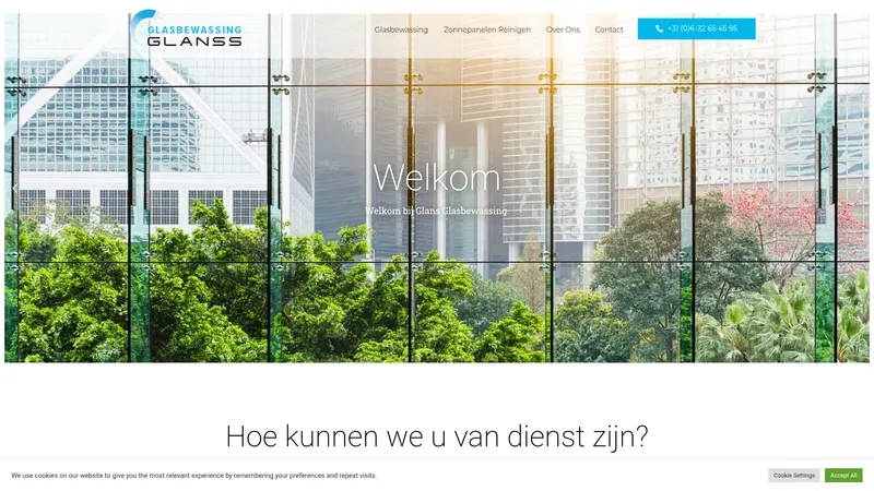 Website van Glanss Glasbewassing
