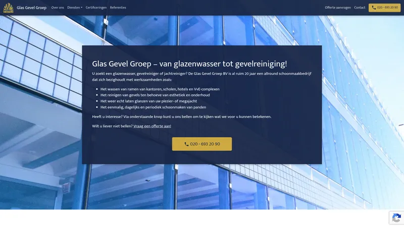 Website van Glas Gevel Groep B.V.