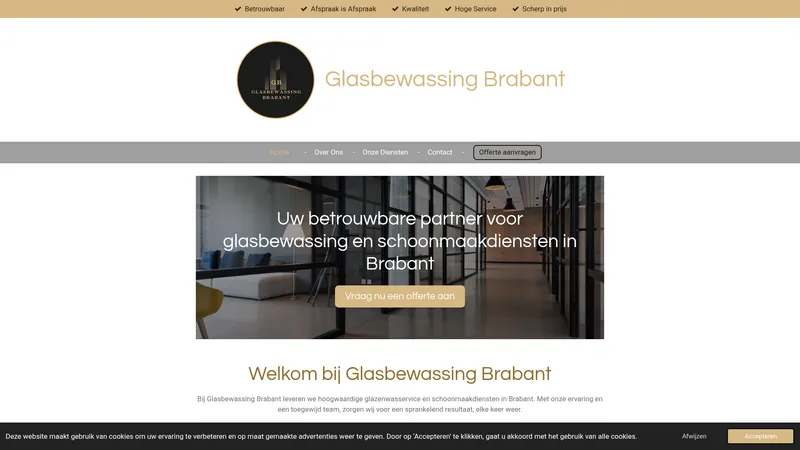 Website van Glasbewassing Brabant