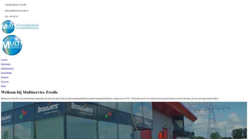 Website van Glasbewassing Multiservice Zwolle B.V.