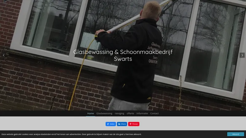 Website van Glasbewassing & Schoonmaakbedrijf Swarts