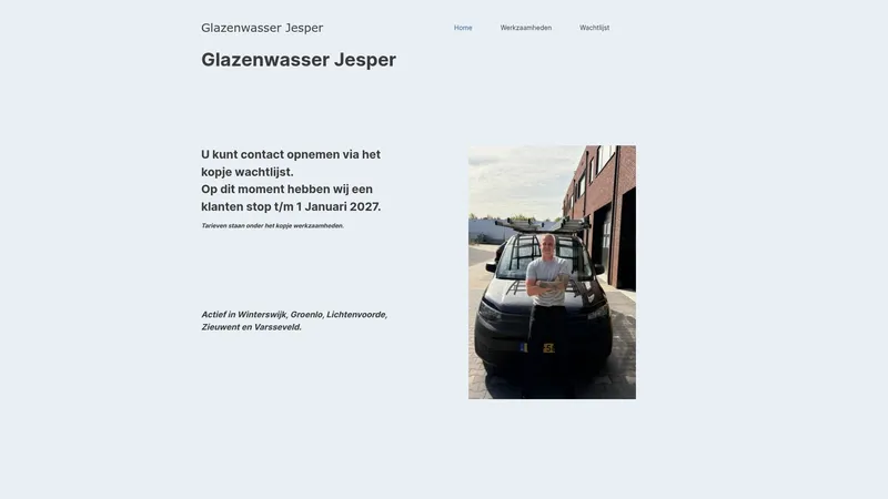 Website van Glazenwasser Jesper