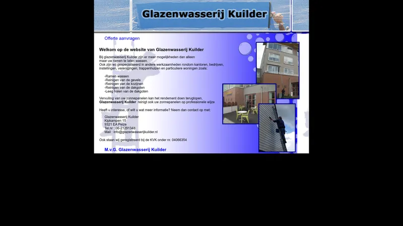 Website van Glazenwasserij Kuilder