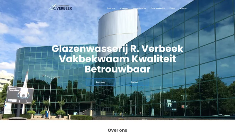Website van Glazenwasserij R. Verbeek