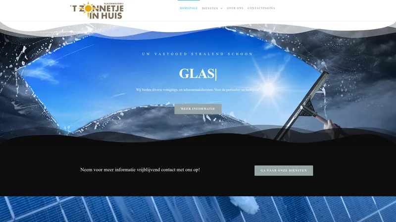 Website van Glazenwasserij 't Zonnetje in Huis