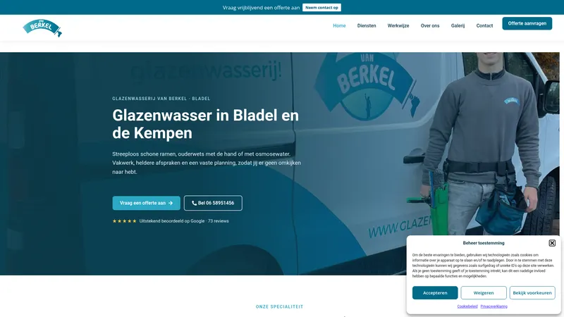 Website van Glazenwasserij van Berkel