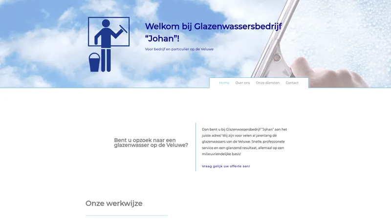 Website van Glazenwassers bedrijf Johan