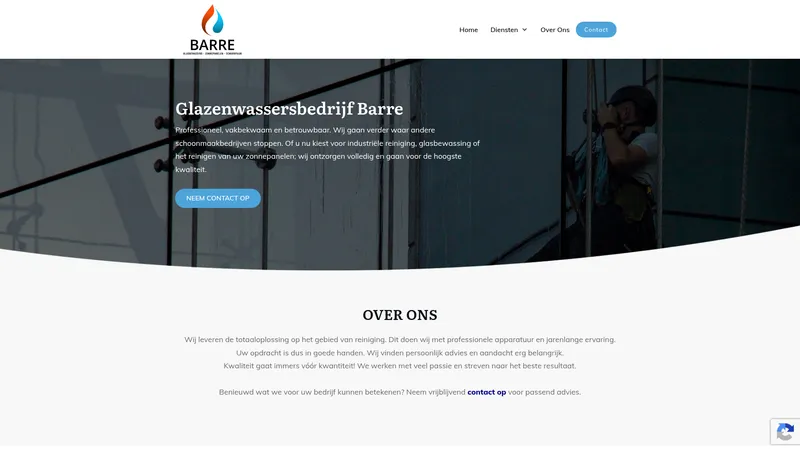 Website van Glazenwassersbedrij Barre