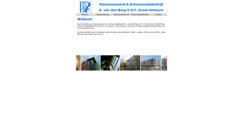 Website van Glazenwassersbedrijf A. v.d. Berg V.O.F.