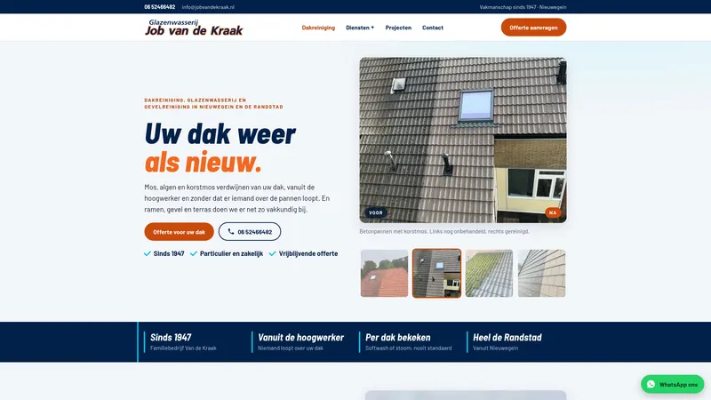 Website van Glazenwassersbedrijf Job VD Kraak