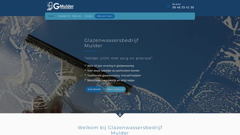 Website van Glazenwassersbedrijf Mulder