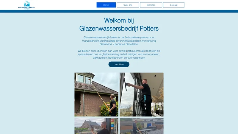 Website van Glazenwassersbedrijf Potters