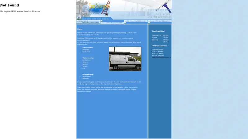 Website van Glazenwassersbedrijf "Sengers"