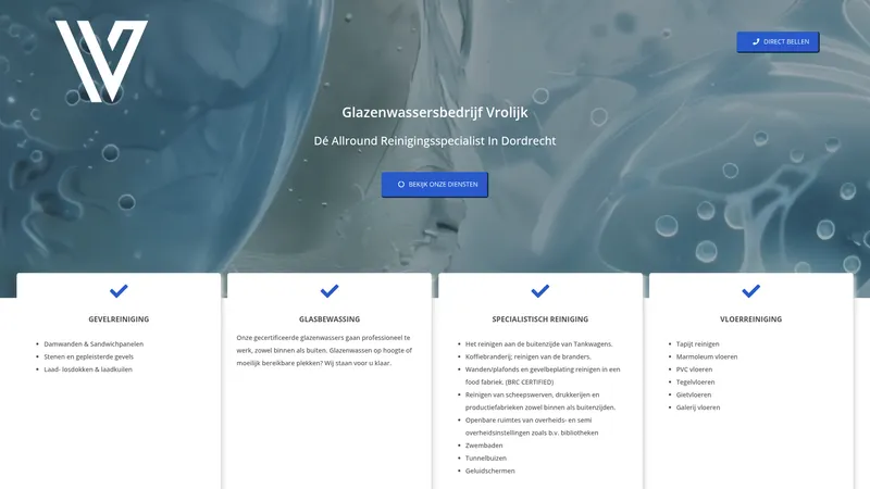 Website van Glazenwassersbedrijf Vrolijk