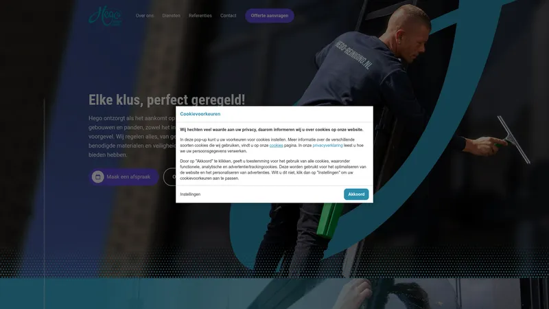 Website van Hego reiniging