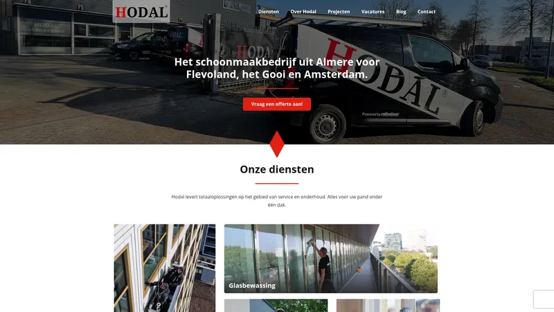 Website van Hodal Schoonmaak Reiniging en Glasbewassing