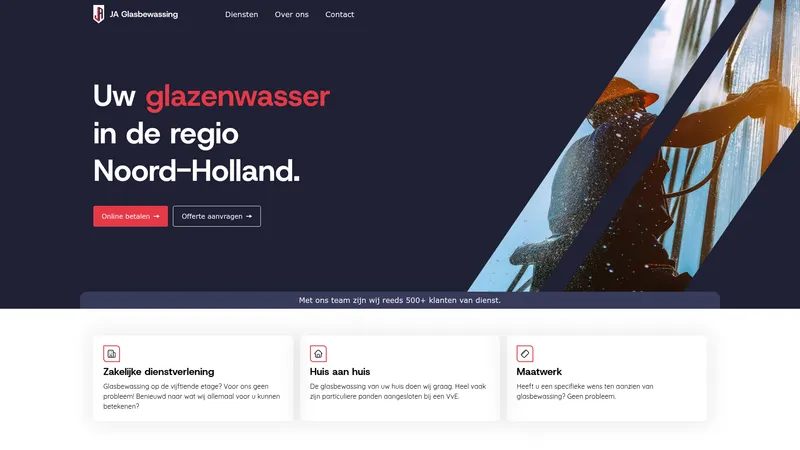 Website van Ja Glasbewassing
