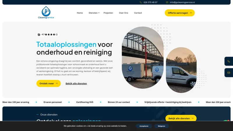 Website van JP Cleaningservice