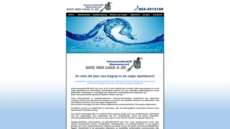 Website van Laar & Zn Schoonmaakbedrijf en Glazenwasserij Dick van