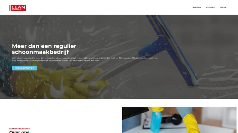 Website van Lean Schoonmaakbedrijf