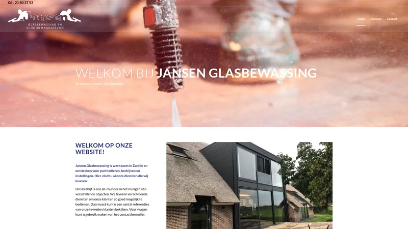 Website van M. Jansen Glasbewassing en Schoonmaakservice