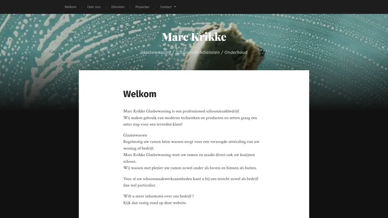 Website van Marc Krikke Glasbewassing Schoonmaakdiensten & onderhoud
