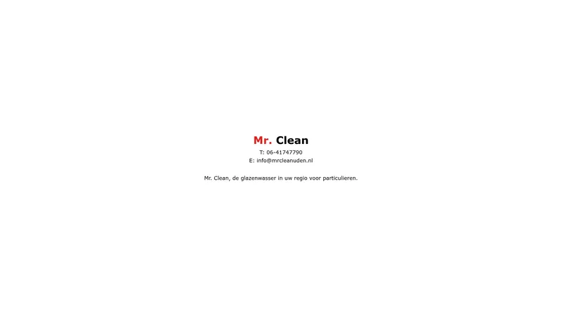Website van Mr Clean