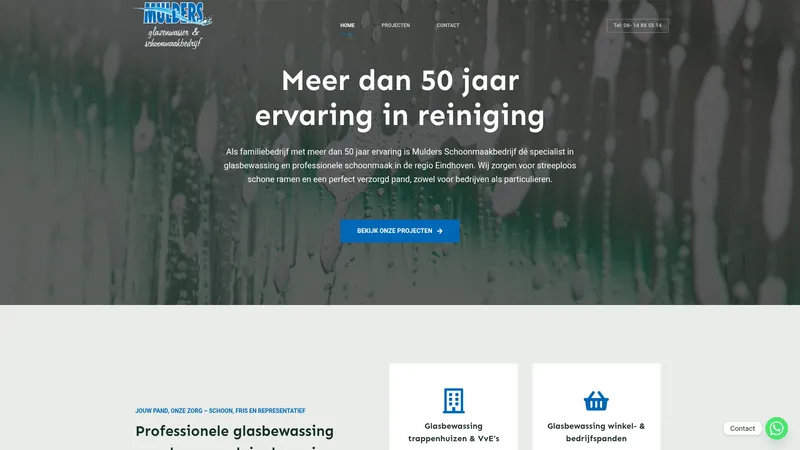 Website van MULDERS GLAZENWASSER & SCHOONMAAKBEDRIJF B.V.