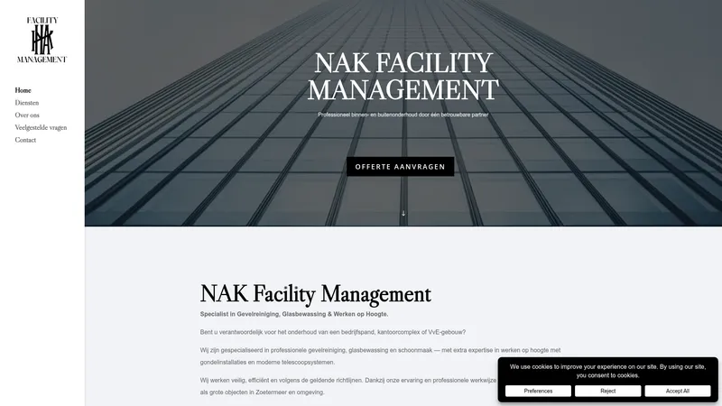Website van Nak Facility Management