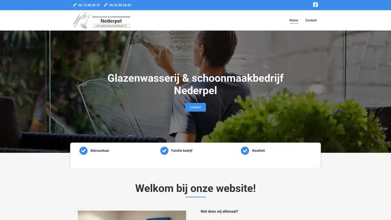 Website van Nederpel Glazenwasserij