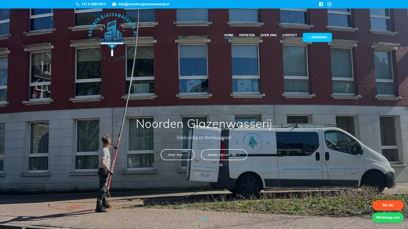 Website van Noorden Glazenwasserij