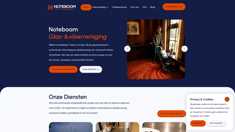 Website van Noteboom glasbewassing en vloerreiniging