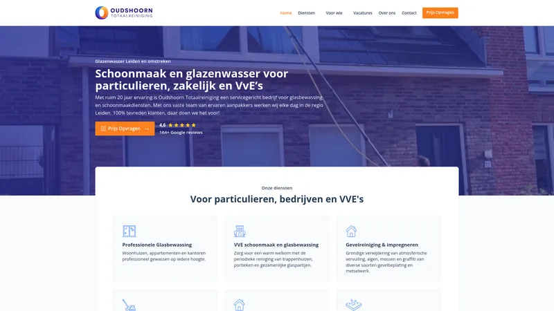 Website van Oudshoorn Totaalreiniging